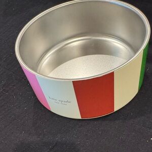 kate spade Colorful Striped Tin Bowl- fun for a dog dish or to serve “puppy chow